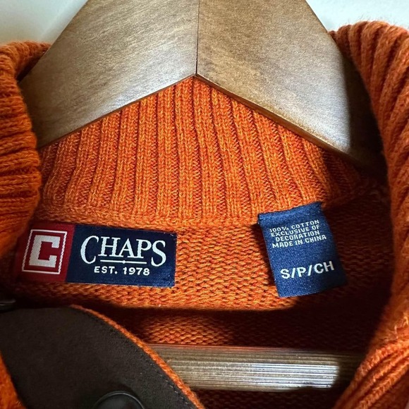 Chaps Men’s Orange Quarter-Button Sweater - S - Picture 3 of 3